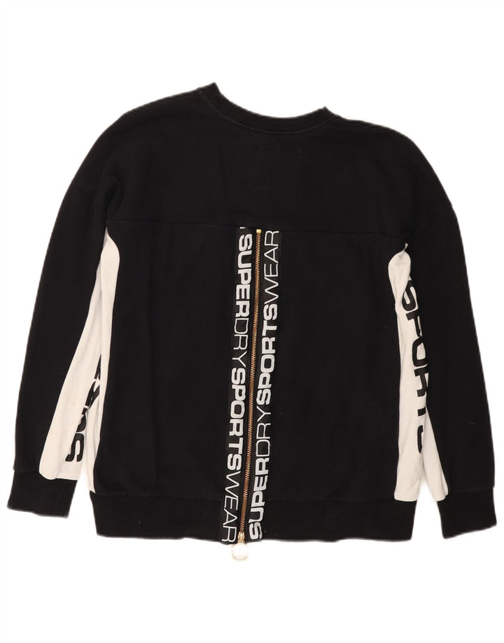 Superdry Graphic Sweatshirt Jumper UK 10 Small Black Colourblock