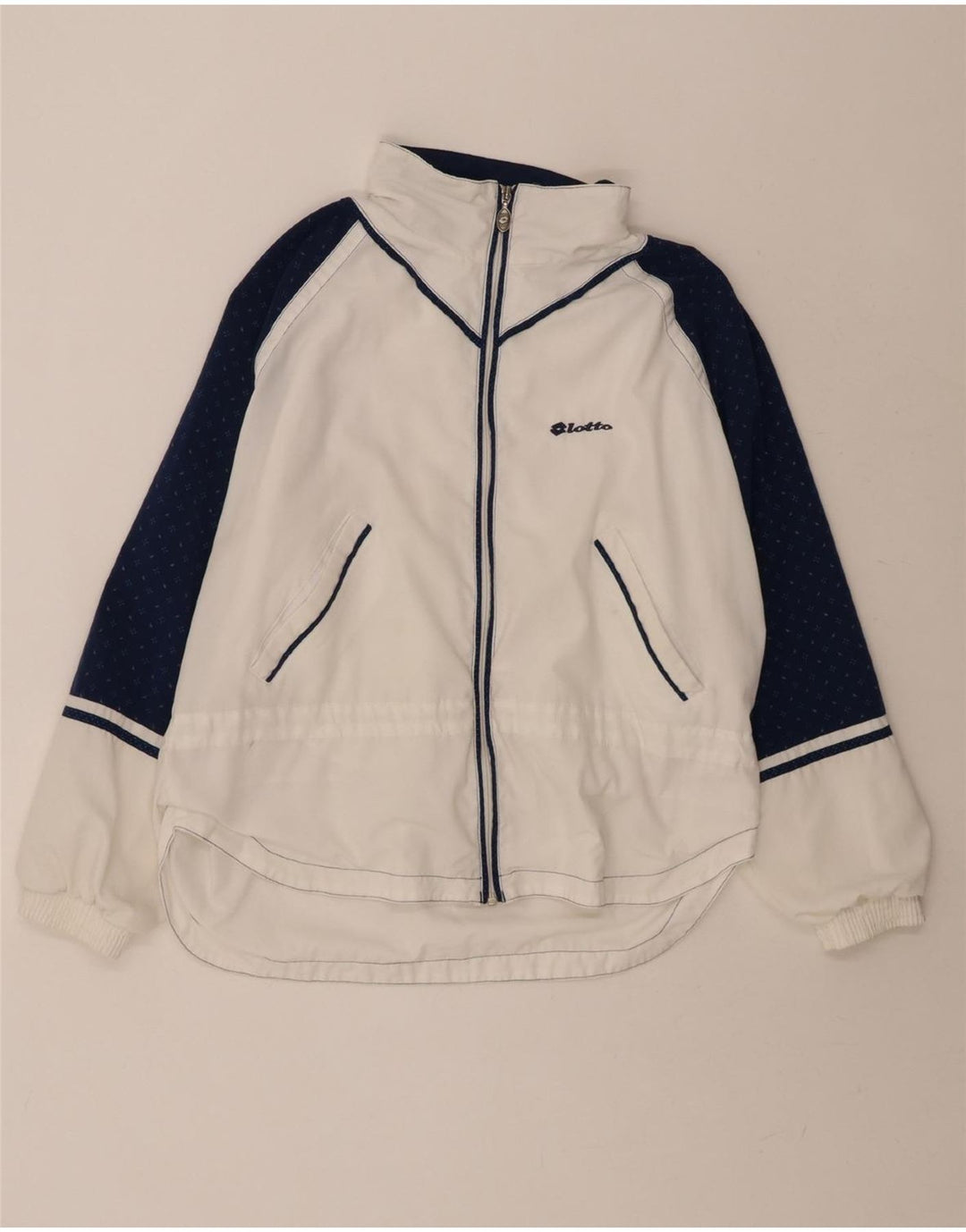 LOTTO Mens Tracksuit Top Jacket Medium White Colourblock Polyester Vintage Lotto and Second-Hand Lotto from Messina Hembry 