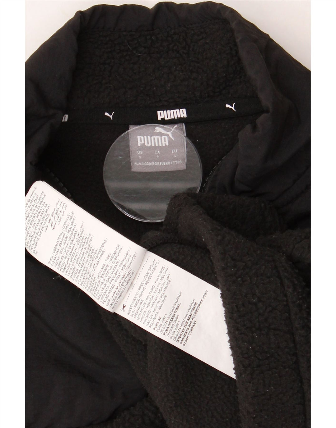 PUMA Womens Crop Oversized Zip Neck Fleece Jumper UK 10 Small Black