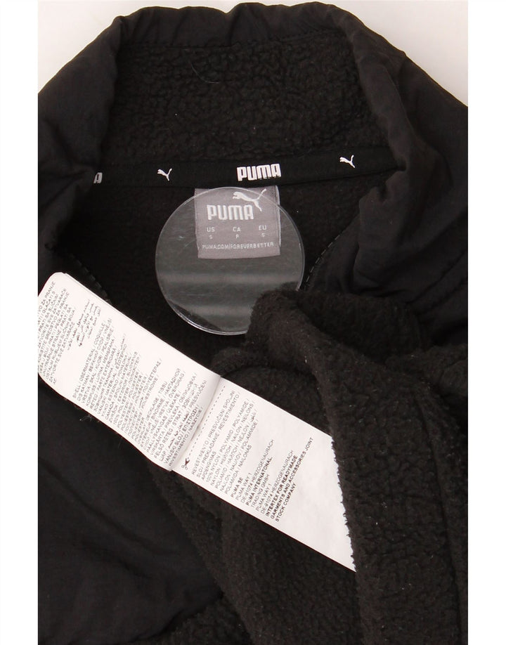 PUMA Womens Crop Oversized Zip Neck Fleece Jumper UK 10 Small Black
