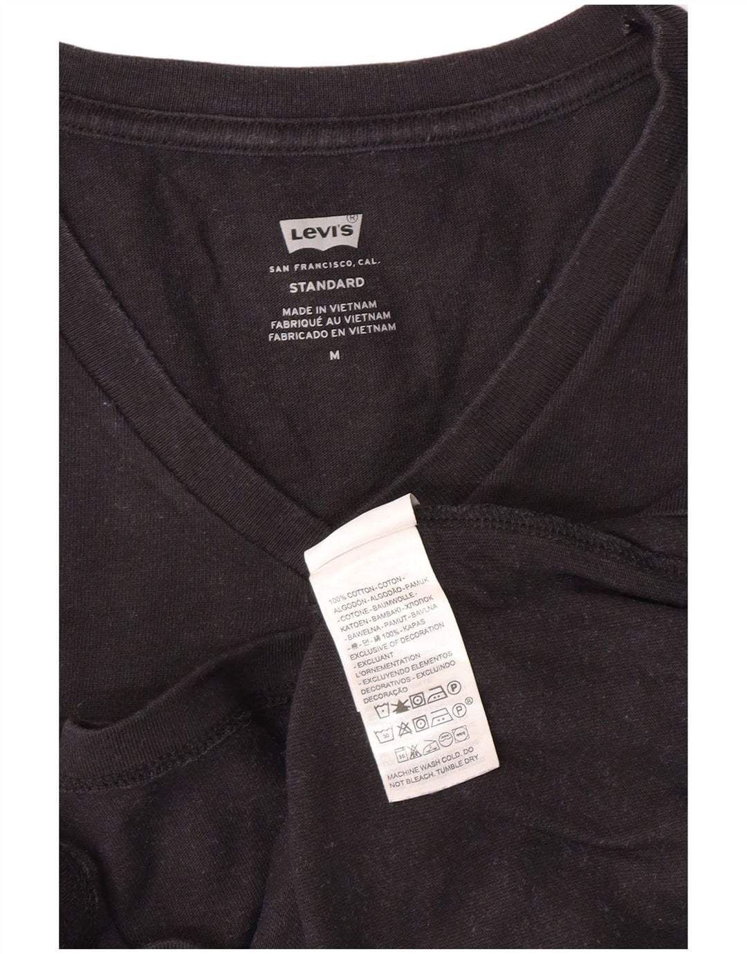 LEVI'S Herre Standard T-Shirt Top Medium Sort Bomuld