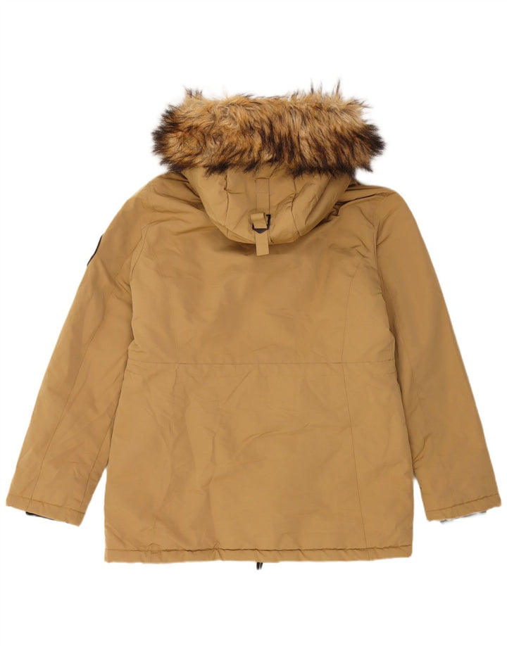 Superdry Parkajakke med hætte til kvinder UK 12 Medium Beige Polyester
