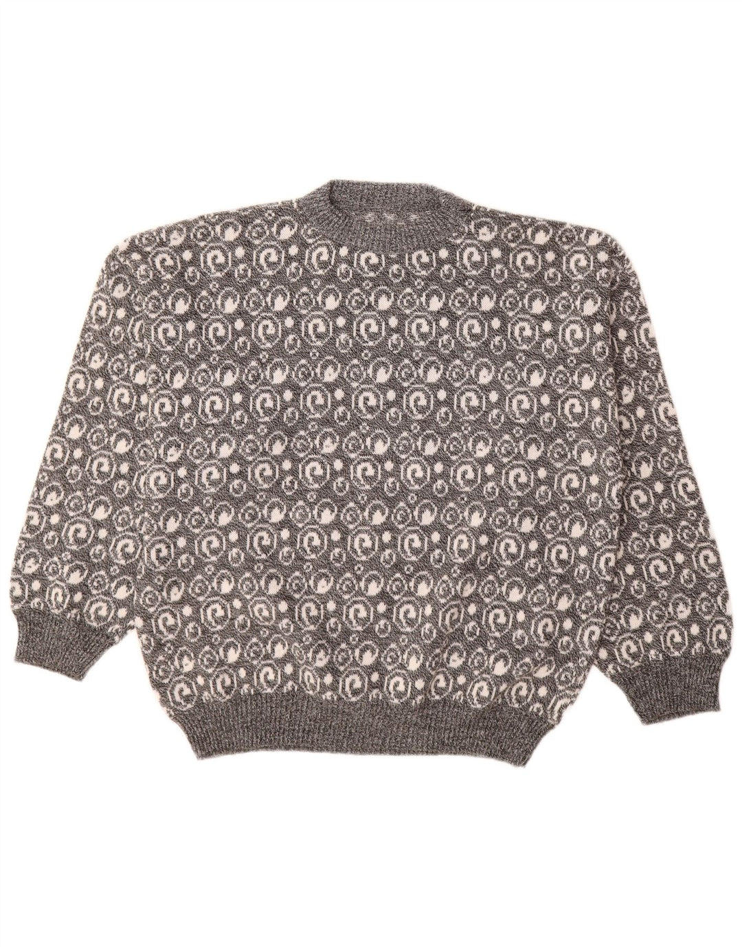 Vintage herre rund hals sweater stor grå Paisley