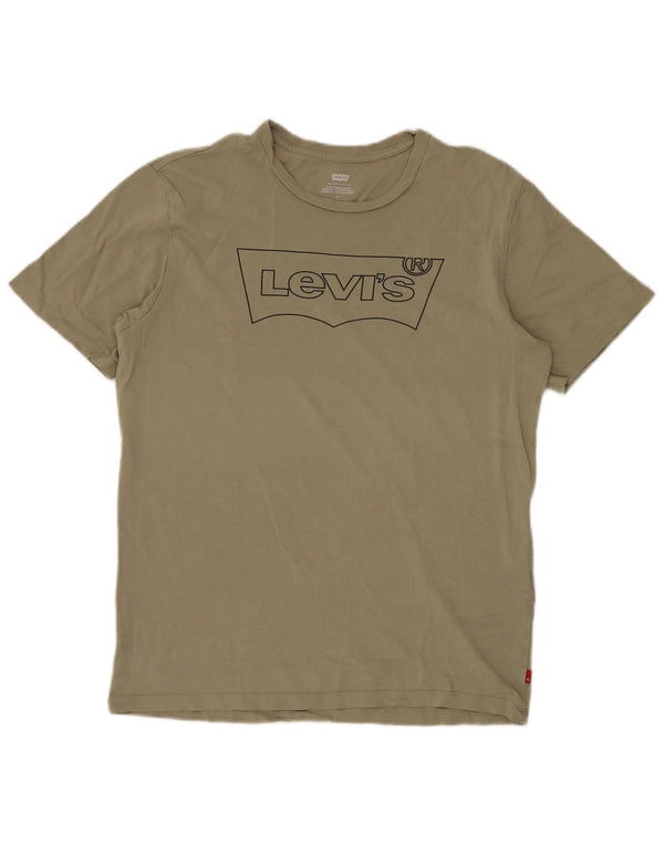 LEVI'S Herre grafisk T-shirt Top Medium Khaki Bomuld