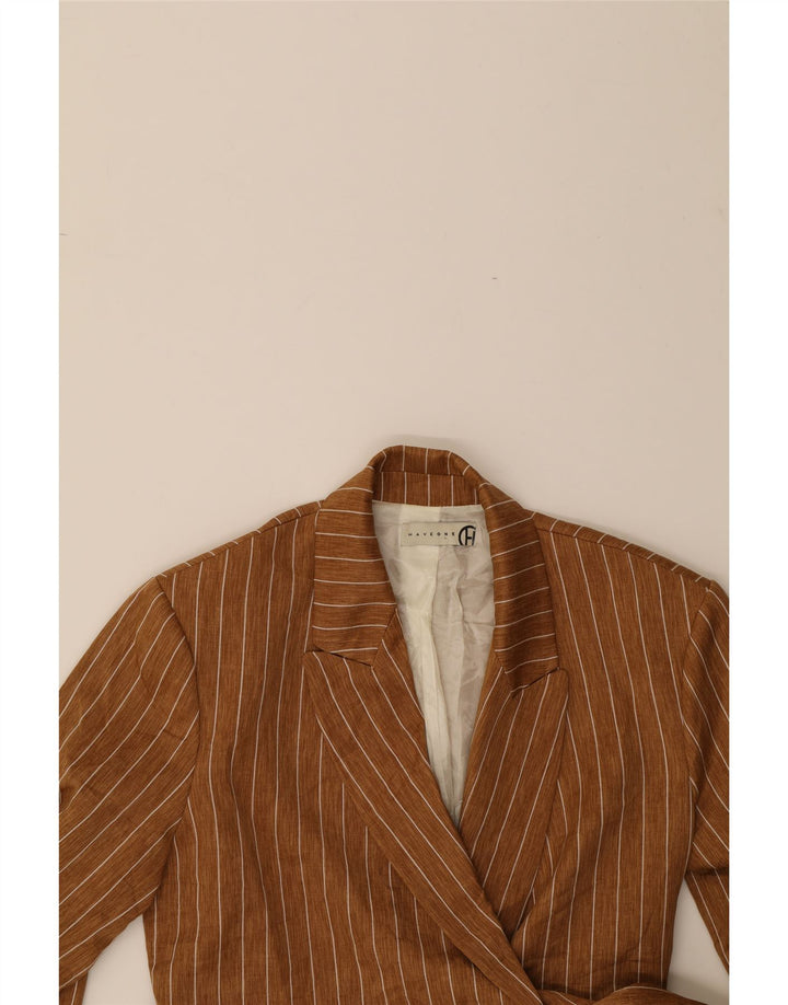 HAVEONE Womens Double Breasted Blazer Jacket UK 14 Medium Brown Pinstripe Vintage Haveone and Second-Hand Haveone from Messina Hembry 