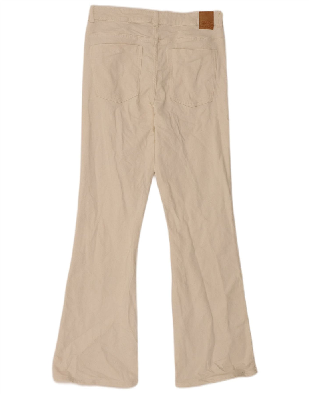 Zara Dame Flared Jeans EU 42 Large W32 L31 Beige Bomuld