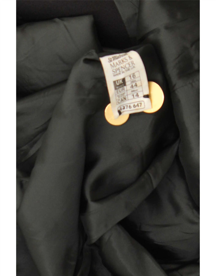 Marks & Spencer Dame Dobbeltradet Blazer Jacket UK 16 Large Black