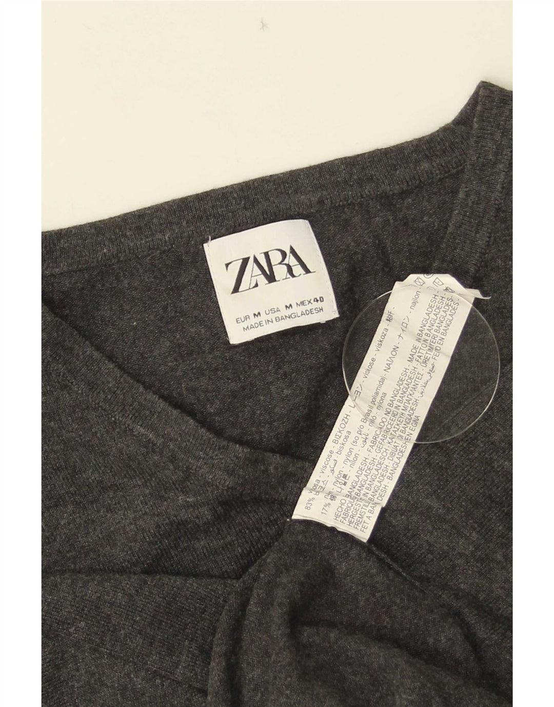 Zara Herre V-hals sweater Medium Grå Viscose