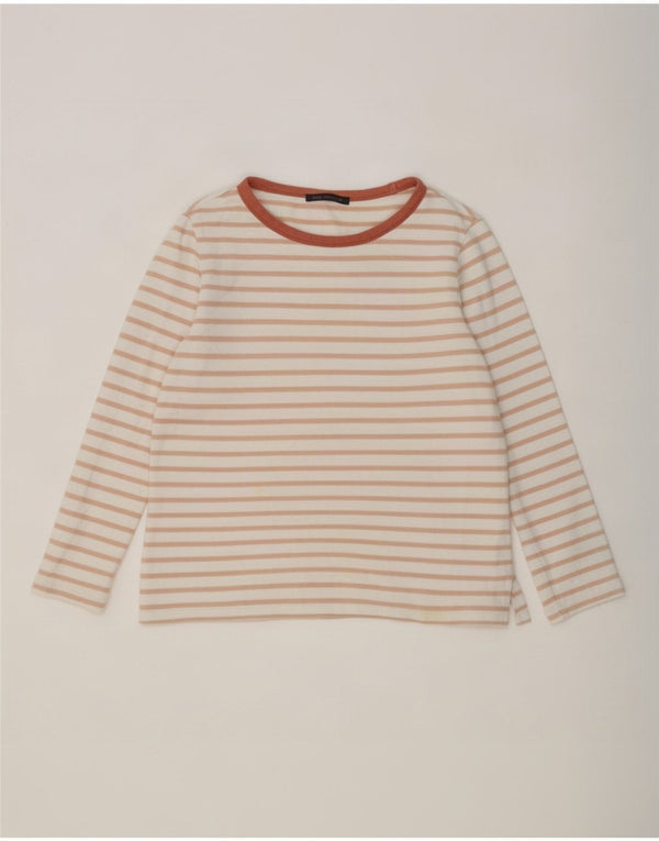 Marks & Spencer Womens Top Long Sleeve UK 14 Large White Striped Cotton