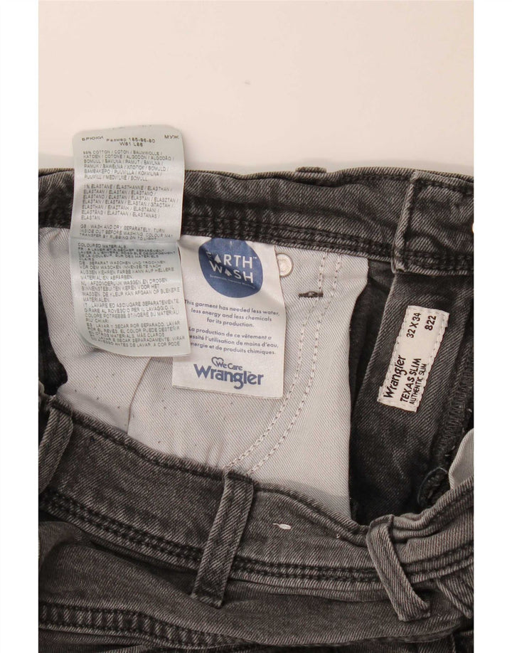 Wrangler Herre Texas Slim Jeans W32 L34 Grå Bomuld
