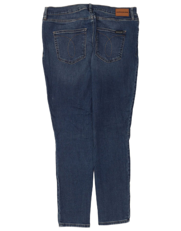 Calvin Klein Dame Højtalje Skinny Jeans US 14 XL W32 L28 Blå Bomuld