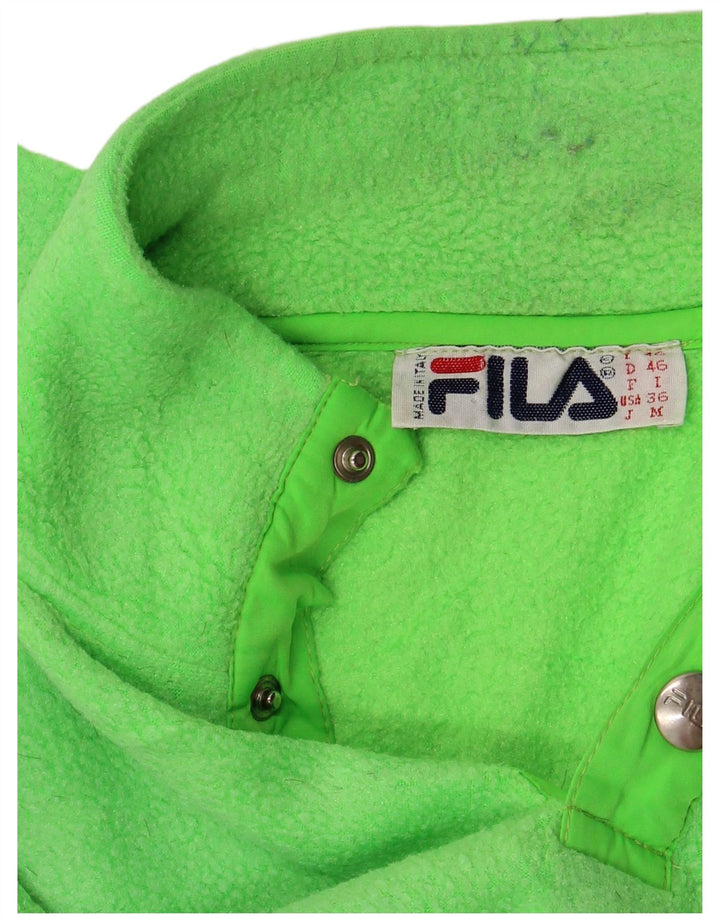 FILA Herre Loose Fit Grafisk Button Neck Fleece Jumper IT 46 Lille Grøn