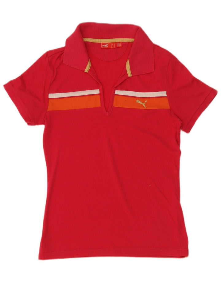 Puma Dame Polo Shirt UK 12 Medium Pink Colourblock