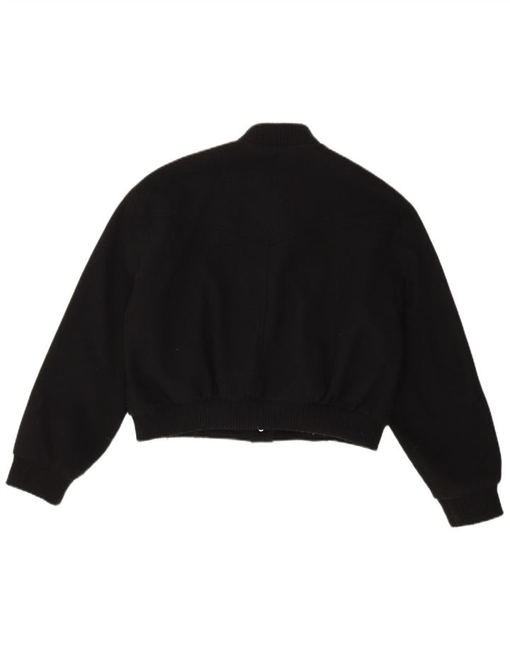 ZARA Kvinders Oversized Crop Bomber Jacket UK 10 Small Black Polyester