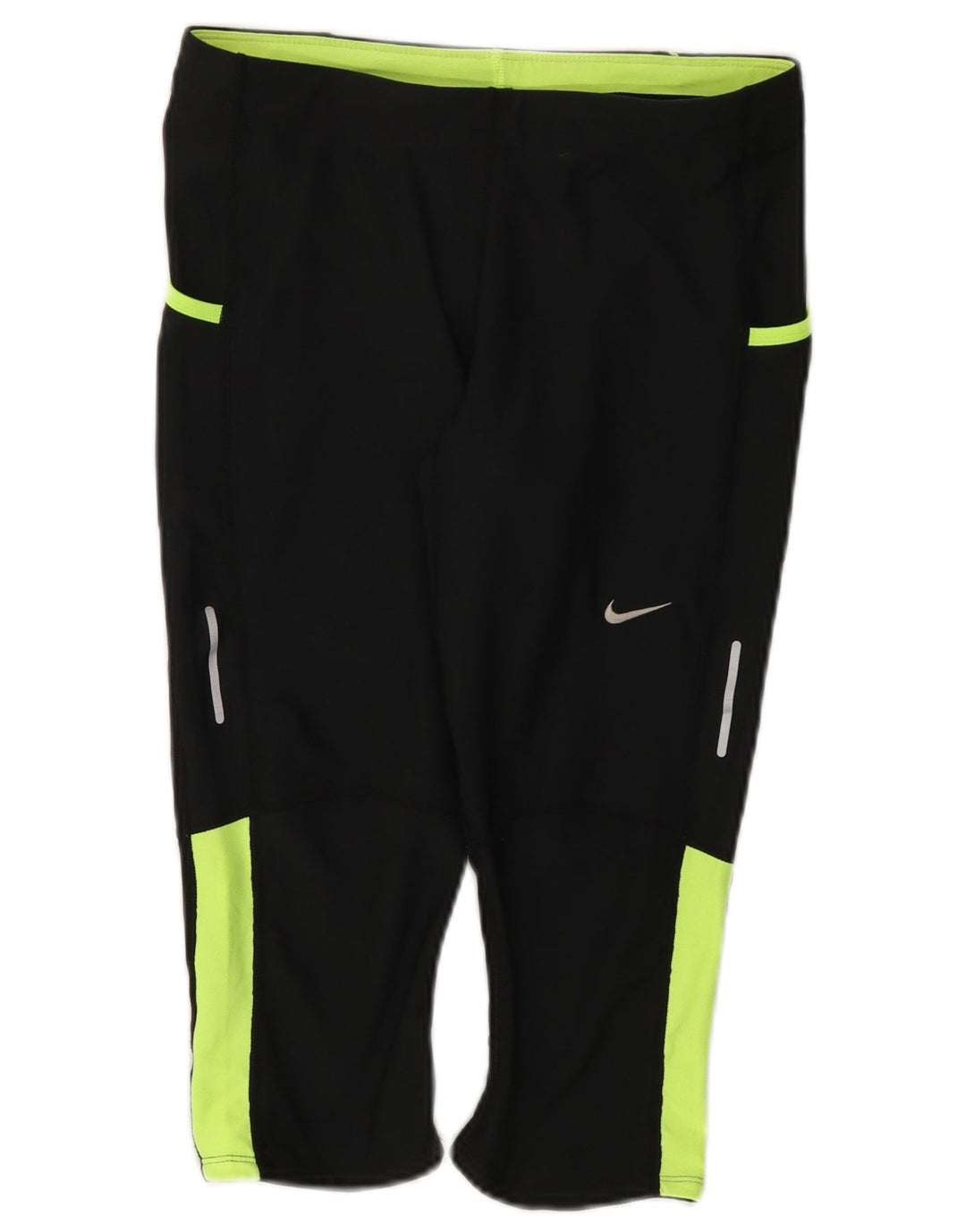 Nike Dame Dri Fit Capri Leggings UK 12 Medium Sort Colourblock Polyester
