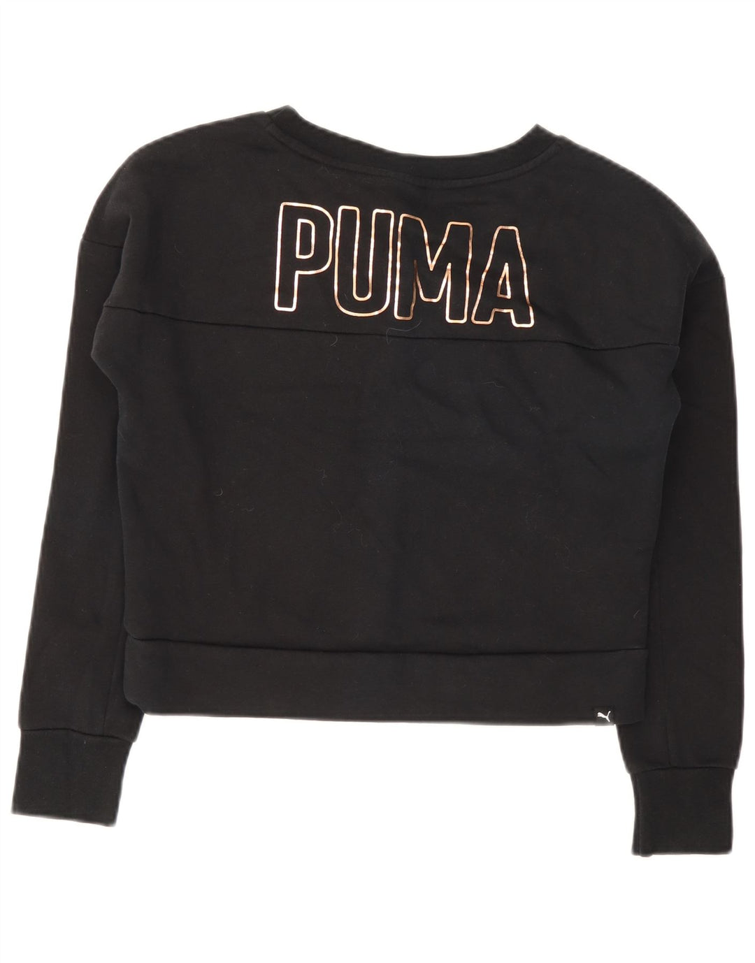 Puma Womens Crop Sweatshirt Jumper UK 12 Medium Sort Bomuld