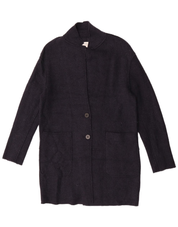 Zara Womens Longline Cardigan Sweater UK 14 Medium Navy Blue Uld