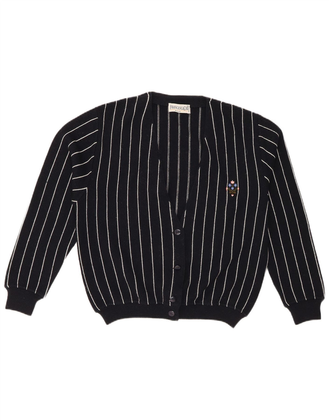 Vintage dame cardigan sweater IT 46 Stor marineblå stribet uld