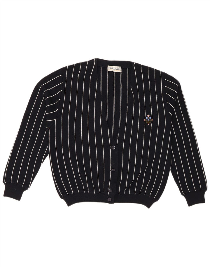 Vintage dame cardigan sweater IT 46 Stor marineblå stribet uld
