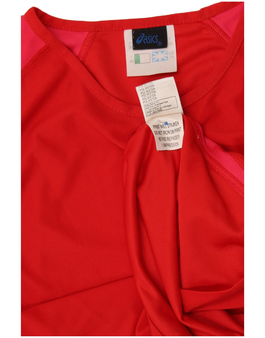 ASICS Dame Top Langærmet UK 10 Lille Rød Colourblock Polyester