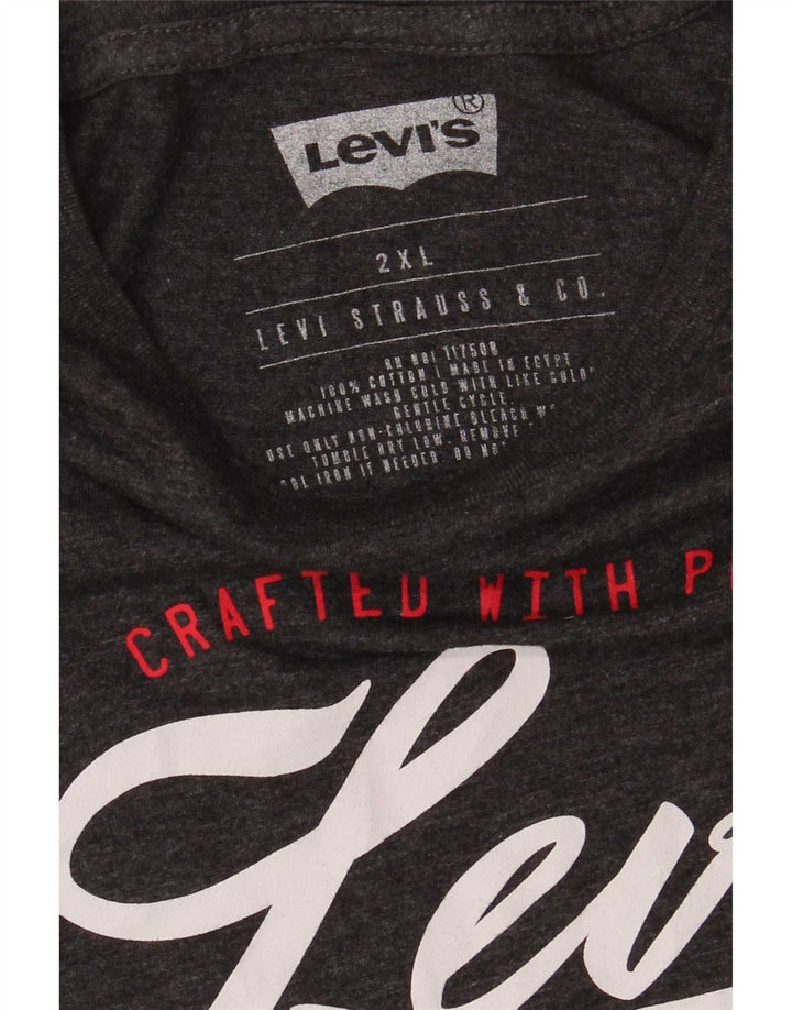 Levi's Herre grafisk T-shirt Top 2XL Grå Bomuld