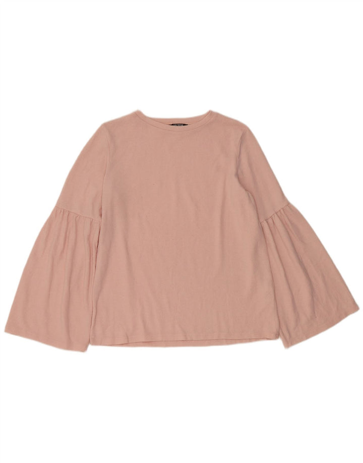 Zara Dame Trafaluc Langærmet Bluse Top UK 14 Medium Pink Polyester