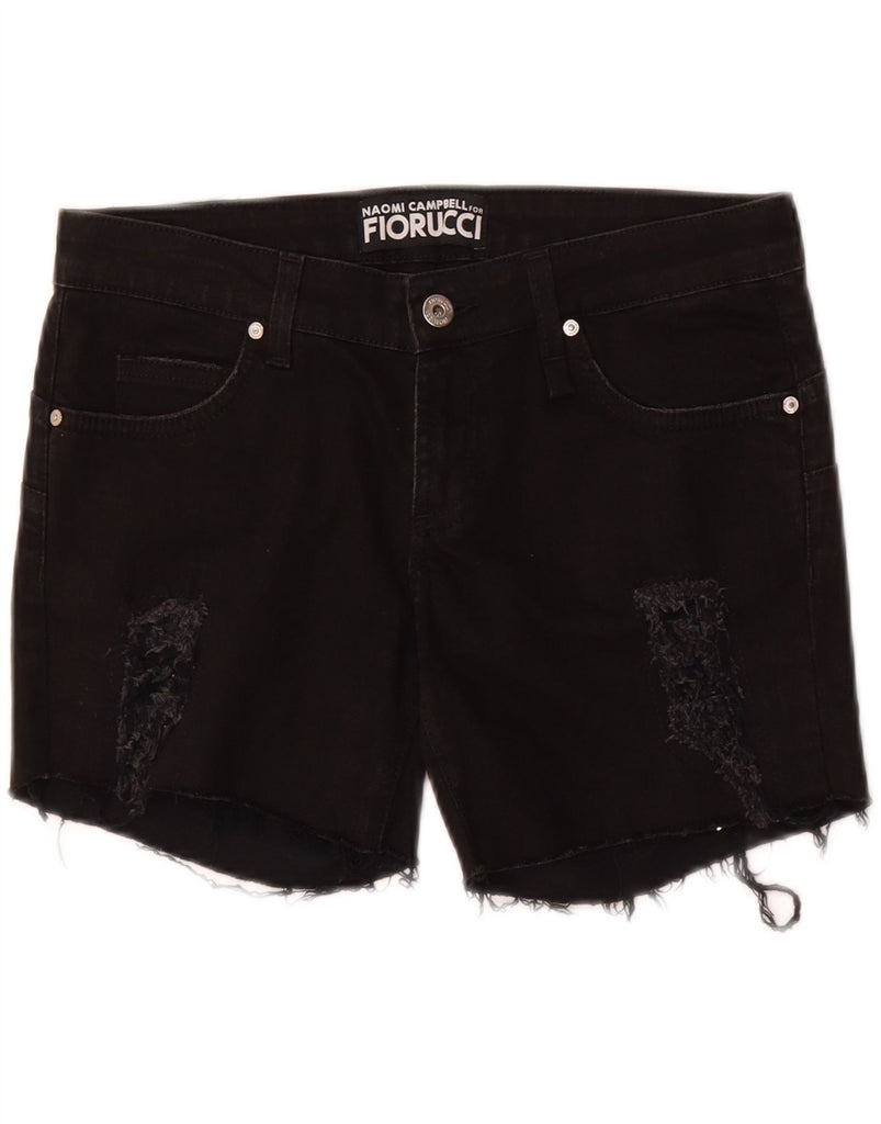 FIORUCCI Womens Distressed Denim Shorts W30 Medium  Black Cotton Vintage Fiorucci and Second-Hand Fiorucci from Messina Hembry 