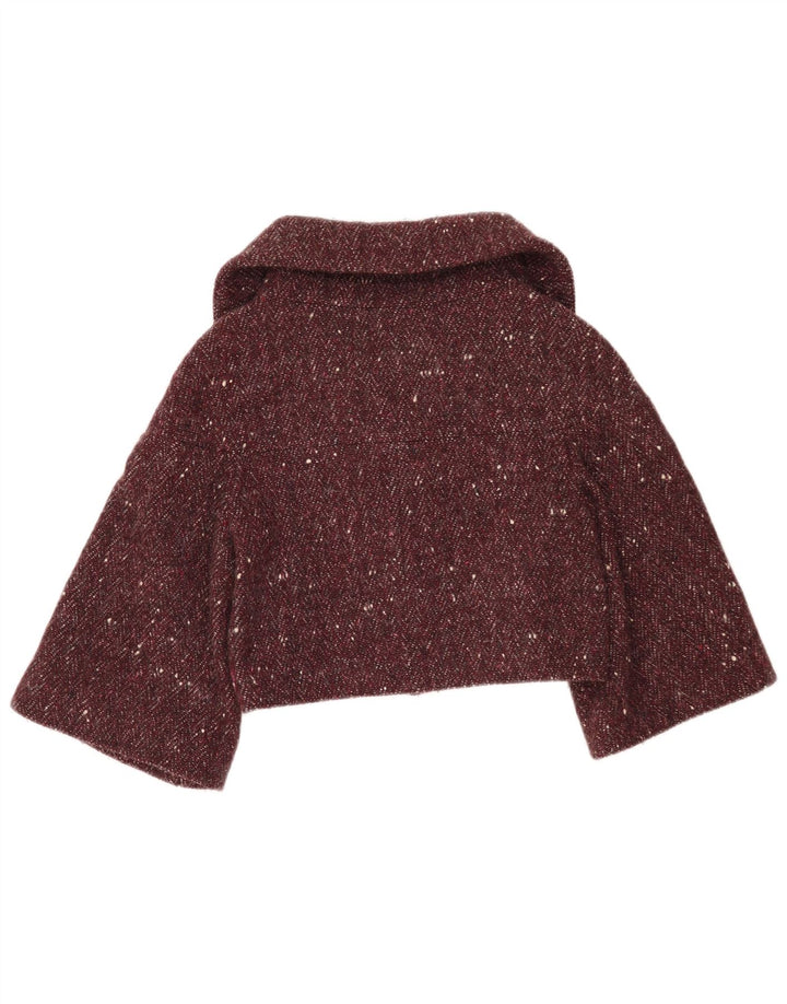 Benetton Bolerojakke til kvinder IT 42 Medium Burgundy Flecked Wool