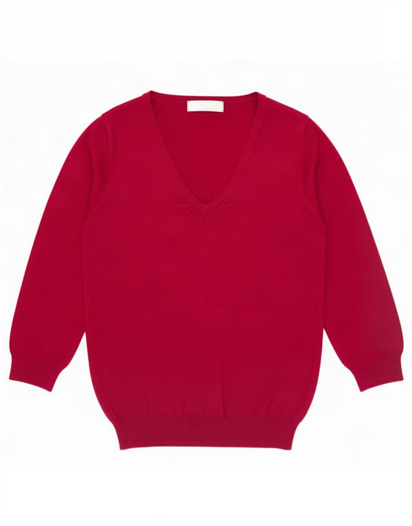 Marks & Spencer Womens 3/4 Sleeve V-Neck Jumper Sweater UK 8 Small Pink