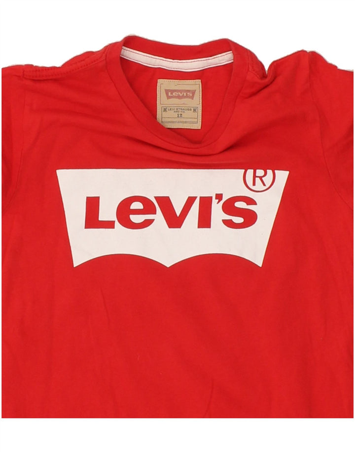 LEVI'S Boys Graphic T-Shirt Top 11-12 Years Red Vintage Levi's and Second-Hand Levi's from Messina Hembry 