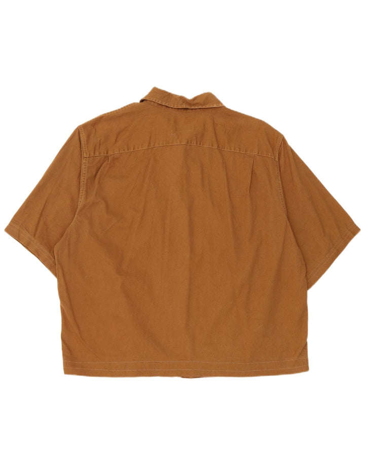 Wrangler kortærmet herreskjorte XL brun bomuld