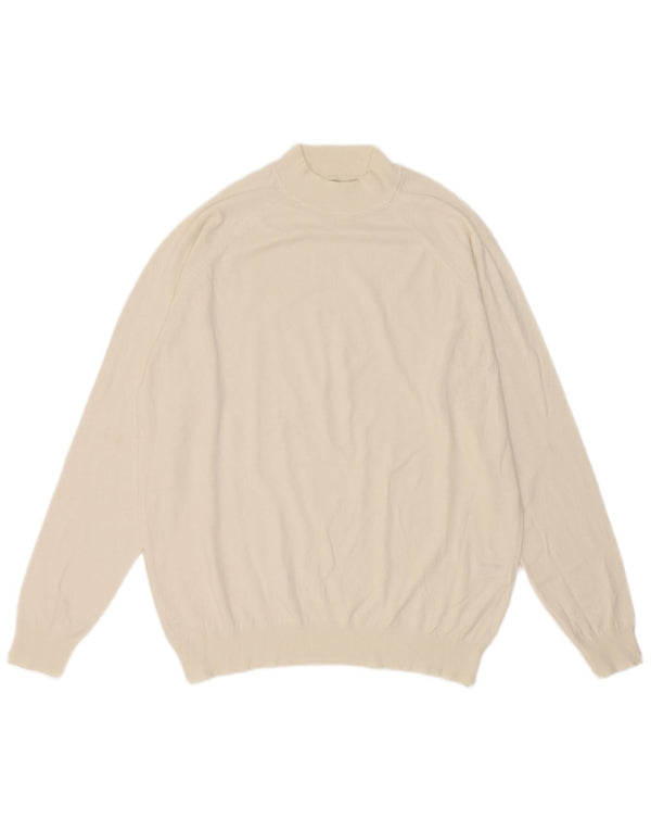 Zara Herre Turtle Neck Jumper Sweater Medium White Viscose