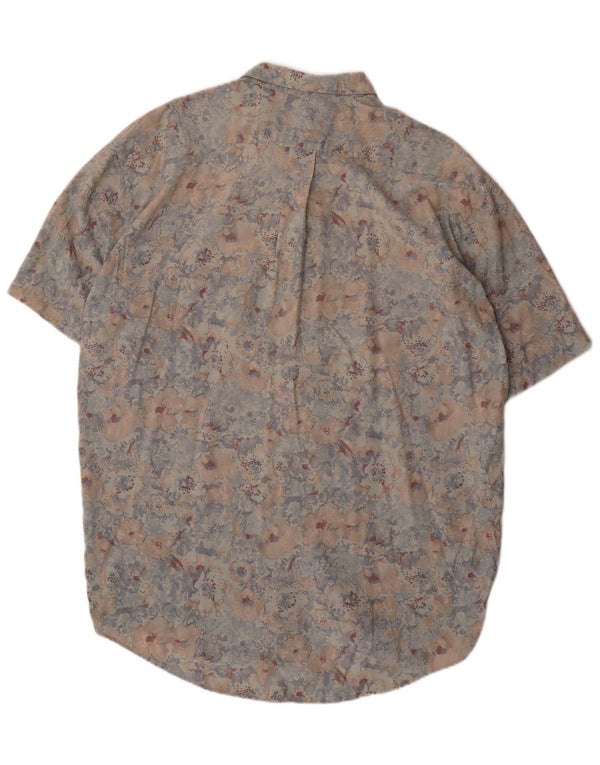 VINTAGE kortærmet herreskjorte XL flerfarvet blomsterrayon