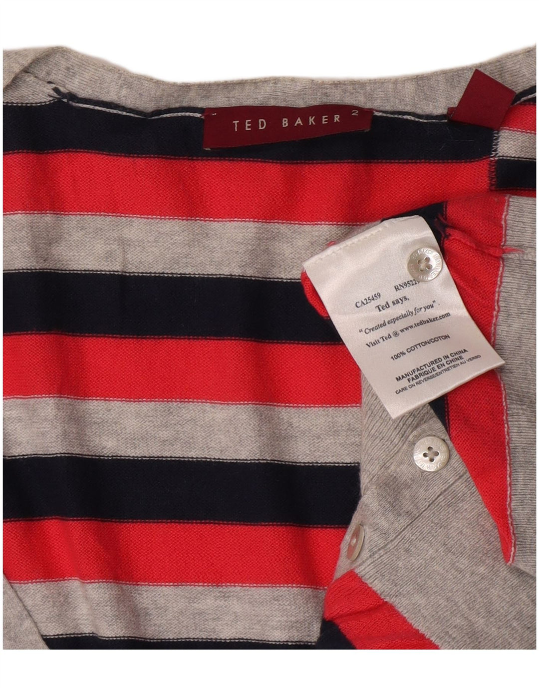 Ted Baker dame cardigan sweater størrelse 2 Lille rødstribet bomuld