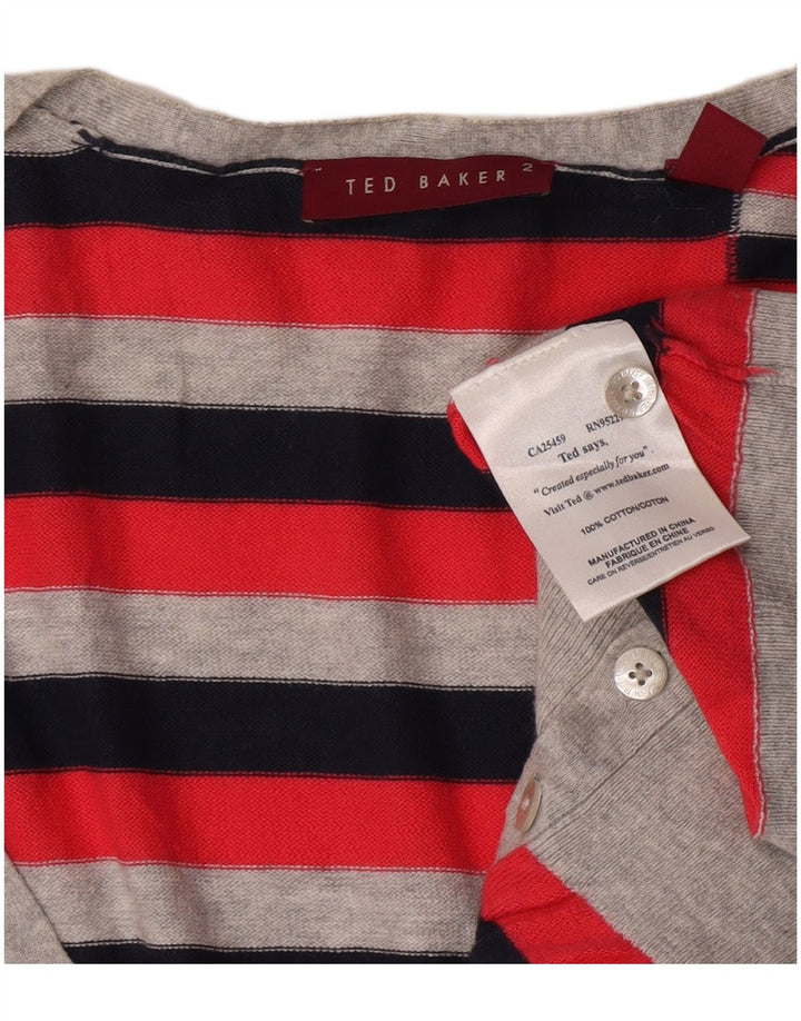 Ted Baker dame cardigan sweater størrelse 2 Lille rødstribet bomuld