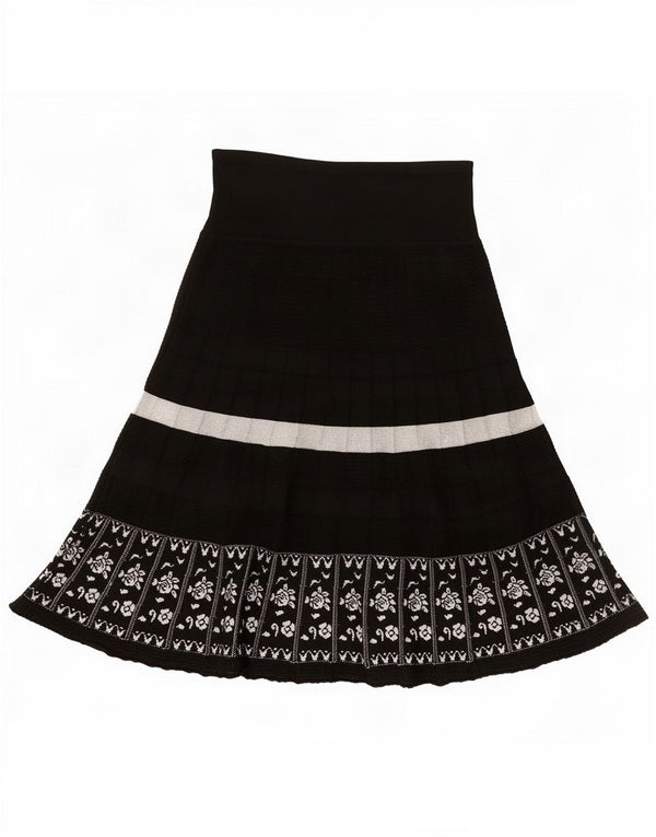 Renato Balestra Womens A-Line Skirt IT 44 Medium W30 Black Floral Wool