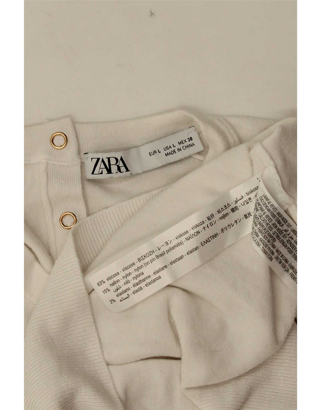 Zara Dame Bluse Top UK 14 Large White Viscose