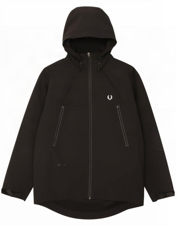 Fred Perry Regnjakke med hætte til mænd UK 38 Medium Sort Nylon