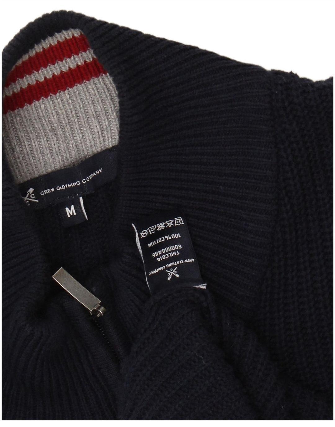 CREW CLTHING Dame sweater med lynlås-hals UK 14 Mellem marineblå bomuld