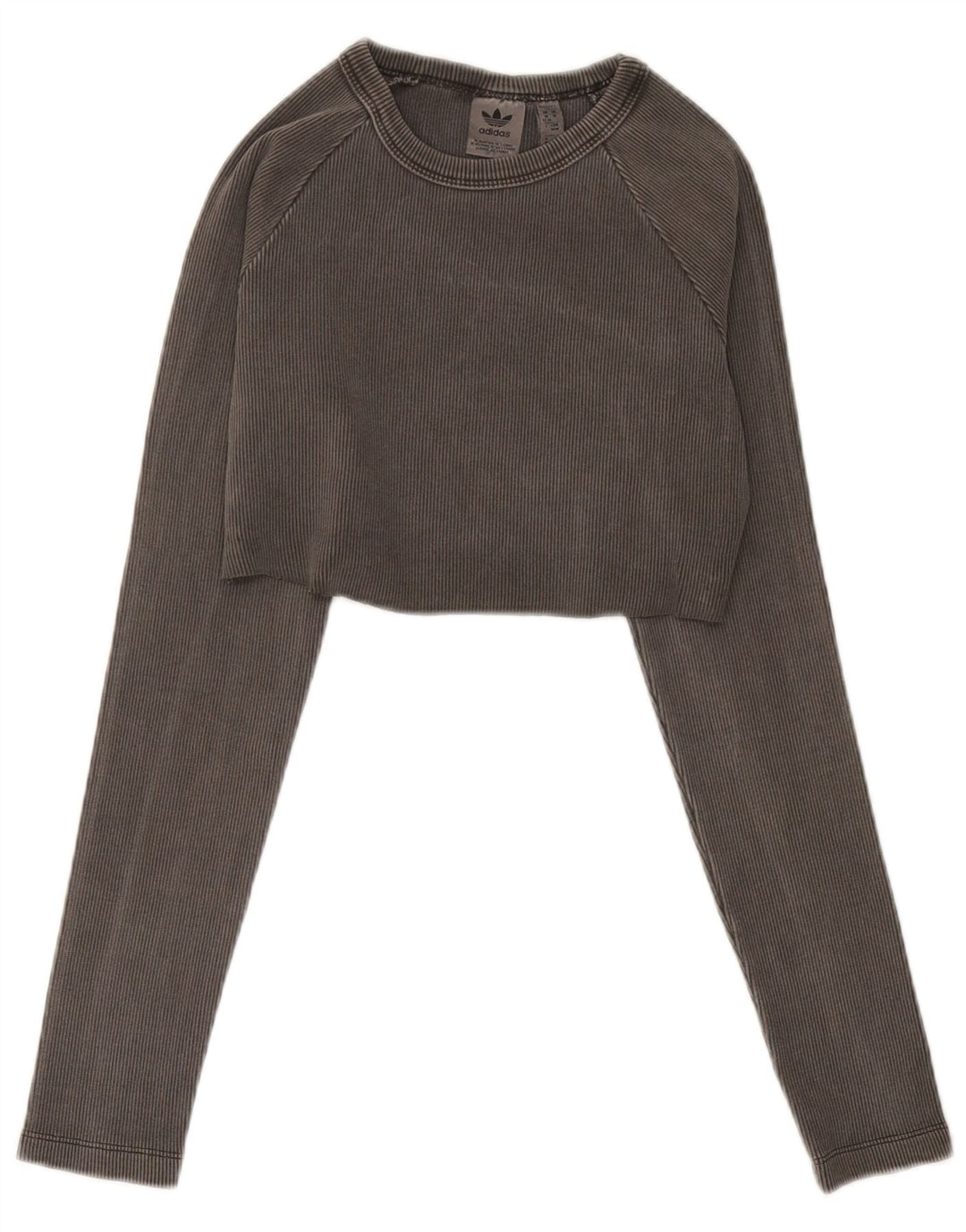 Adidas Dame Crop Top Langærmet UK 12/14 Medium Grey Bomuld