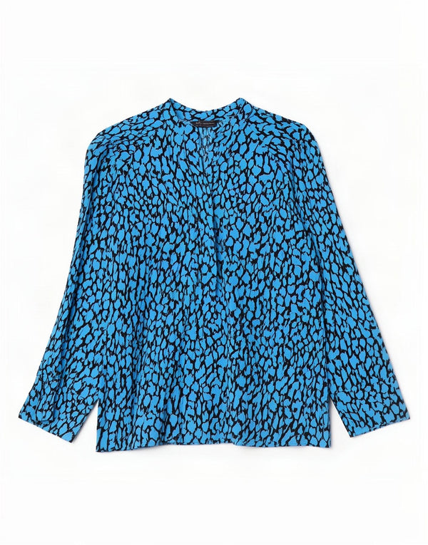 Marks & Spencer Dame Langærmet Bluse Top UK 12 Medium Blue