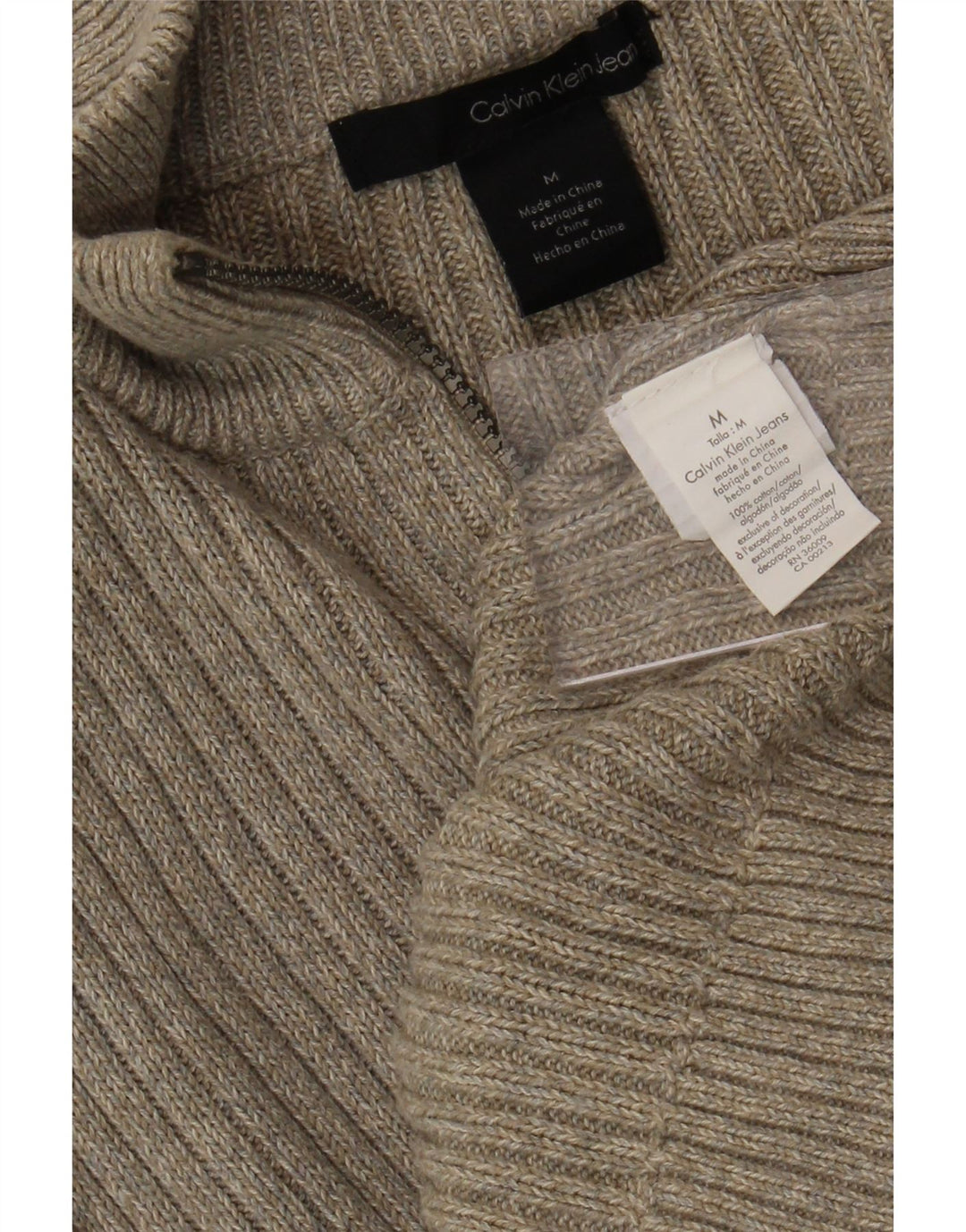 CALVIN KLEIN JEANS trøje med lynlås til mænd Medium Beige Flecked