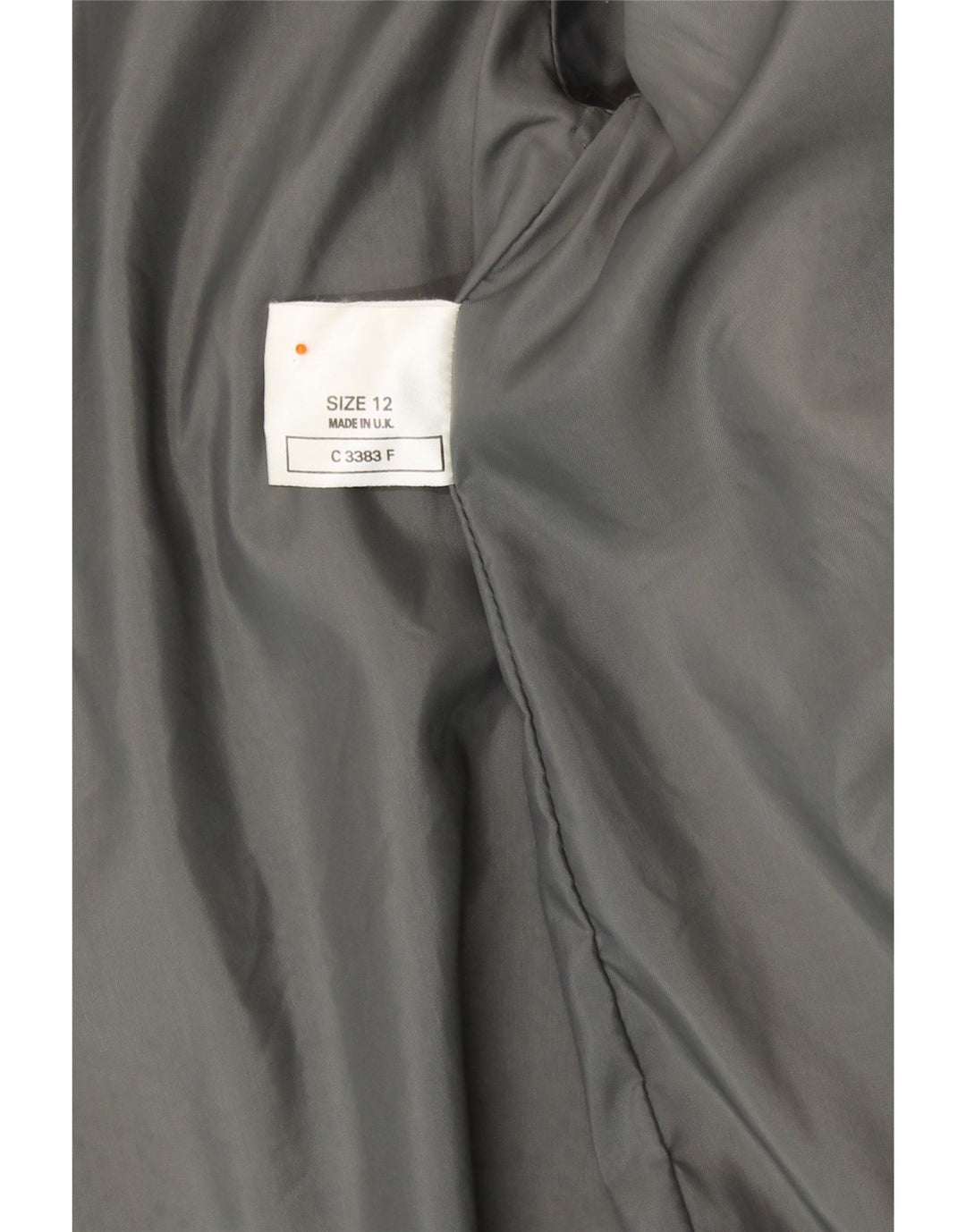 VINTAGE Dame imiteret Pels Overfrakke UK 12 Medium Sølvstribet Modacryl