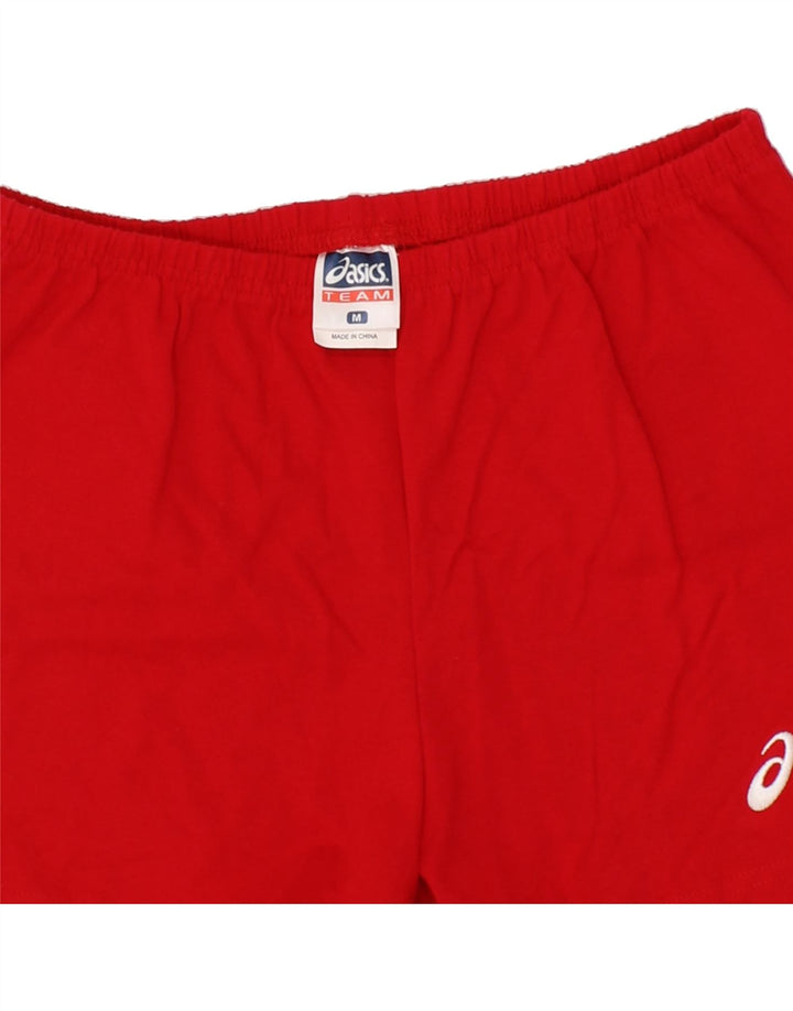 ASICS Womens Graphic Sport Shorts UK 12 Medium Red Cotton Vintage Asics and Second-Hand Asics from Messina Hembry 