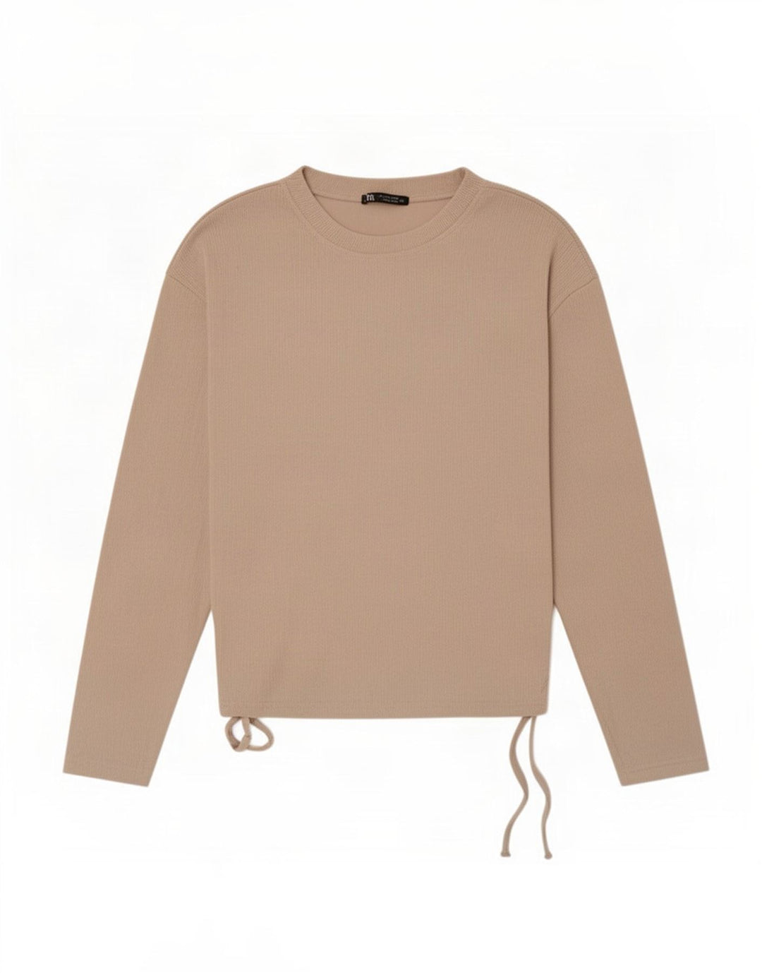 Zara Dame Top Langærmet UK 10 Small Beige Polyester