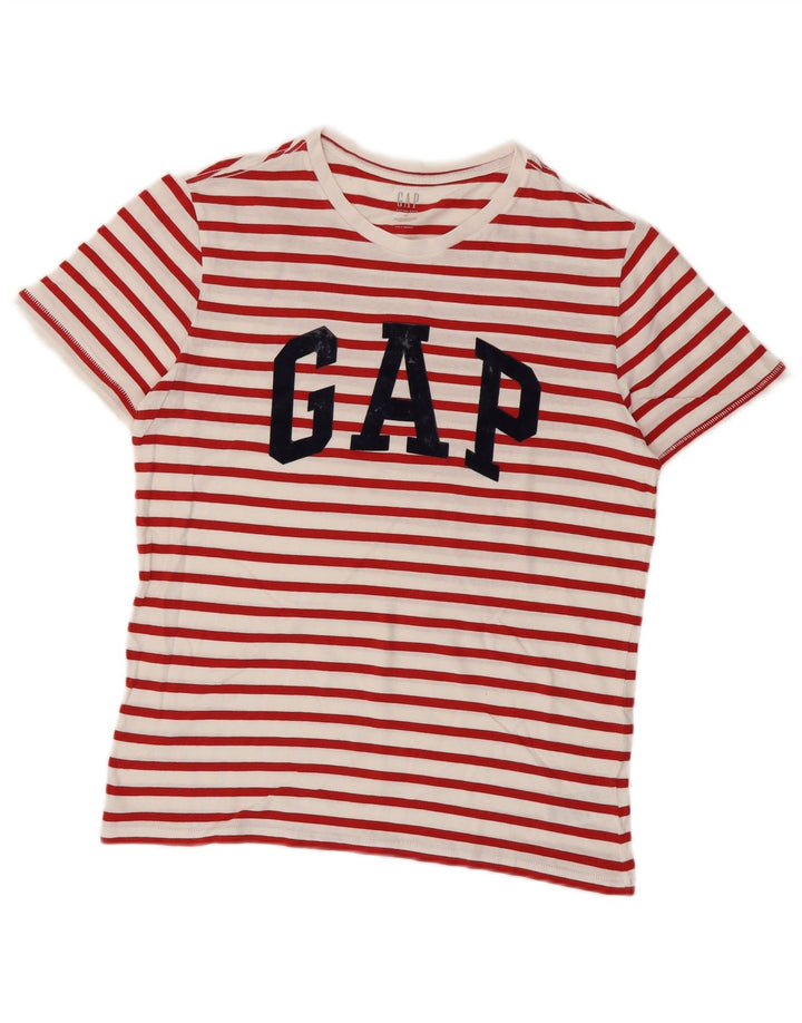 Gap Grafisk T-shirt top til kvinder UK 14 Medium rødstribet bomuld