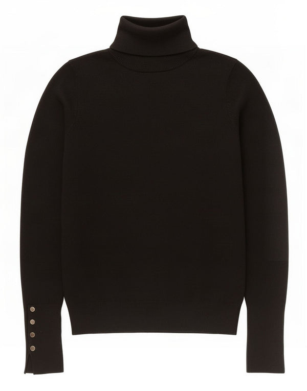 Zara Dame Rullehals Sweater UK 8 Small Black Viscose