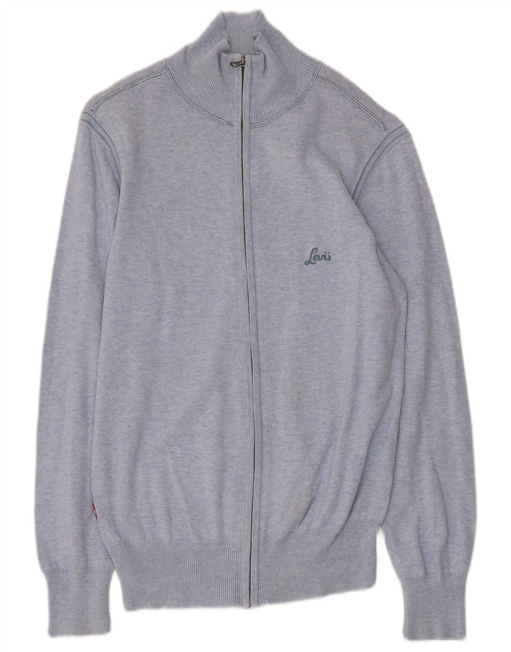 LEVI'S Dame Cardigan Sweater UK 10 Lille Blå Bomuld