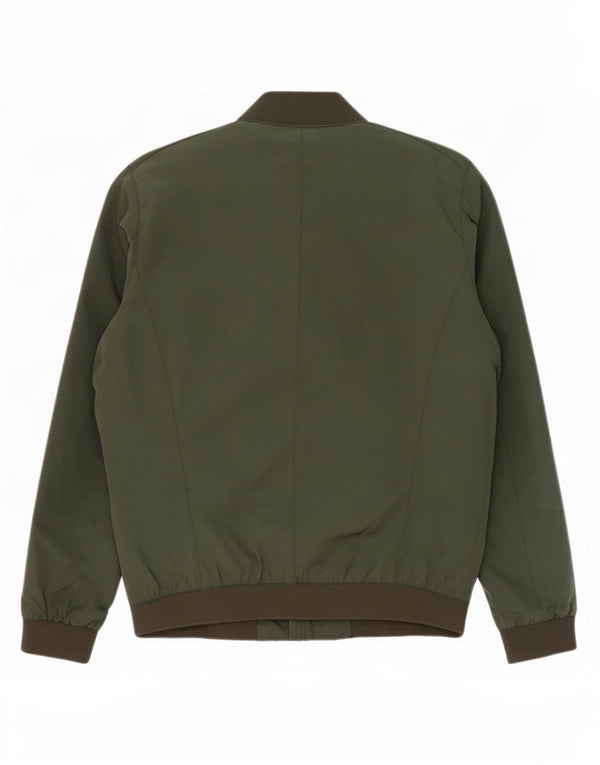 Zara Mens Bomber Jacket UK 40 Large Green Polyester