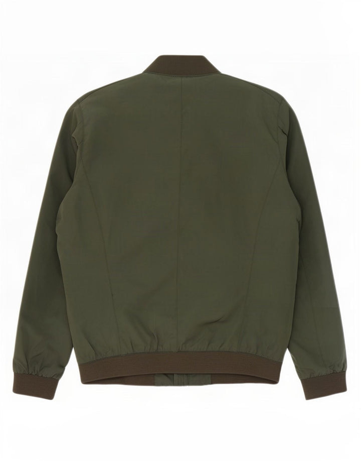 Zara Herre Bomber Jacket UK 40 Large Green Polyester